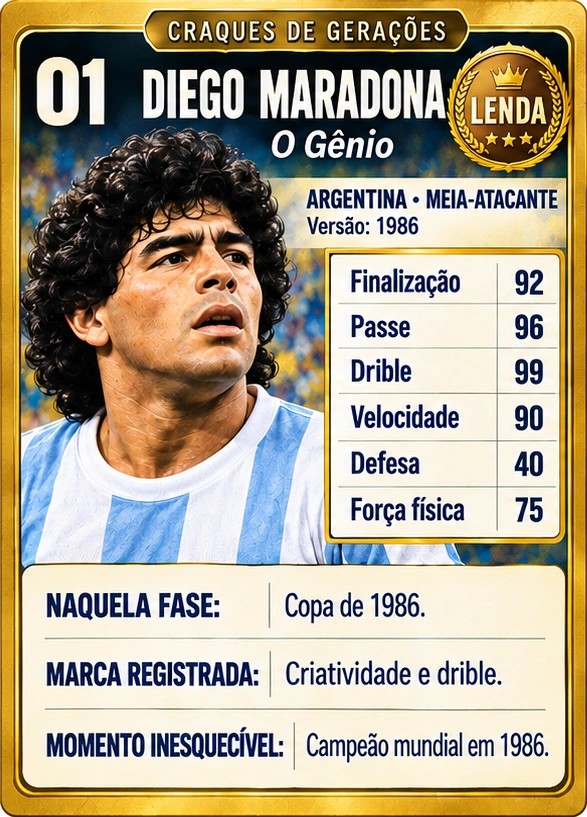 Amostra da carta de Maradona · Lenda